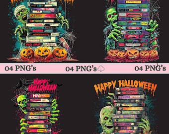 Paquete de cintas VHS con diseño de Halloween de los 90, diseño PNG, para Halloween, pesadillas, VHS, Halloween aterrador, VHS de los 90, sublimación de películas de Halloween, VHS, PNG