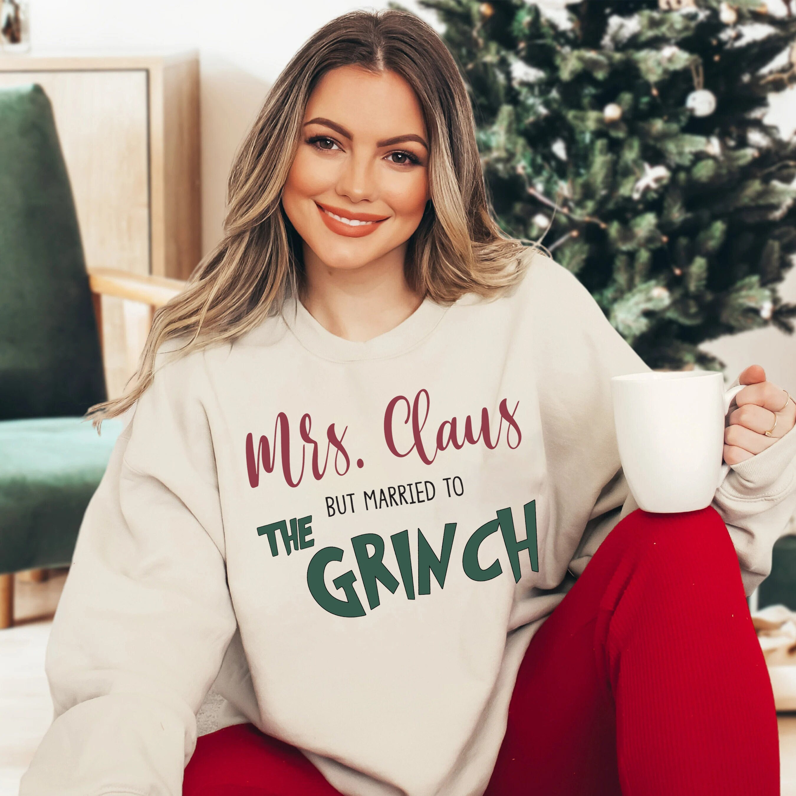 Discover Mrs. Claus But Married To The funny character Christmas Crewneck Sweatshirt, Whoville, funny character Christmas Sweatshirt, Funny Couples Christmas Clothing