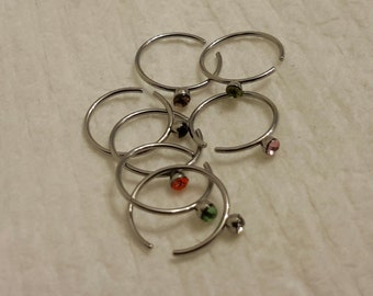 1 - Stainless Steel Nose Rings, with Grade A Rhinestones