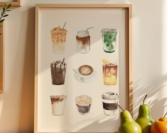 Coffee Matcha Lover Barista Wall Art: Kitchen Home Decor (Digital Download - Multiple Sizes Included)