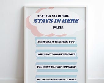 What You Say In Here Poster, Confidentiality Sign Therapist, Psychologist Counselor Office Wall Art, DIGITAL DOWNLOAD
