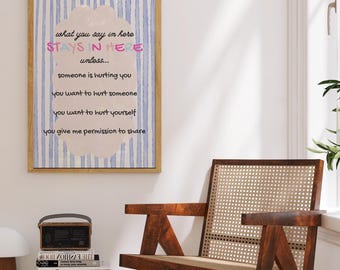 Office Confidentiality Poster Sign School Counselor Decor Psychologist Counseling Social Worker Poster Gifts Therapist Wall Art What You Say