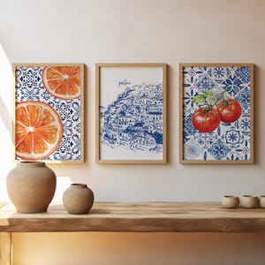 Coastal Italy Wall Art Set of 3: Positano & Amalfi Coast Kitchen Decor (Digital Download - Multiple Sizes Included) image 1