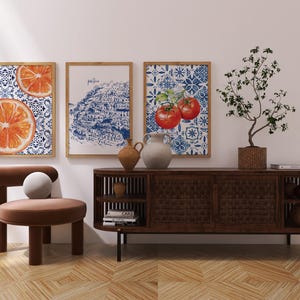 Coastal Italy Wall Art Set of 3: Positano & Amalfi Coast Kitchen Decor (Digital Download - Multiple Sizes Included) image 5