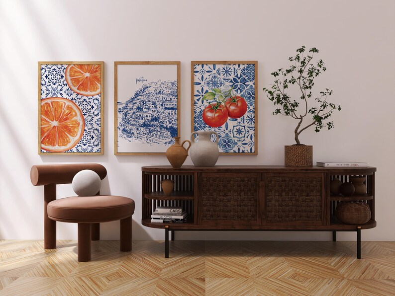Coastal Italy Wall Art Set of 3: Positano & Amalfi Coast Kitchen Decor (Digital Download - Multiple Sizes Included) image 5