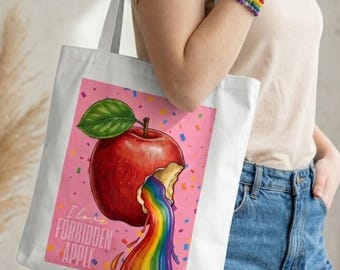 Forbidden Apple Tote, Pride Month Bag Tote, Queer gift
