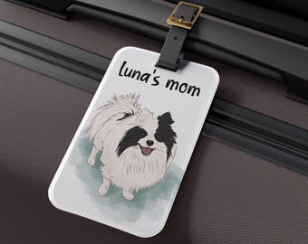 Custom Pet Luggage Tag with Name , Personalized Dog Bag Tag Custom Cat Luggage Tag Pet Suitcase Tags Custom Pet Illustration Travel Tag