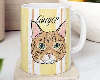 Custom Pet Mug Soft Striped Personalized Cat Dog Coffee Cup