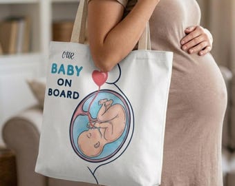 Baby on Board  illustration Tote Bag | Personalized Pregnancy Bag,  Baby Announcement, mom-to-be gift
