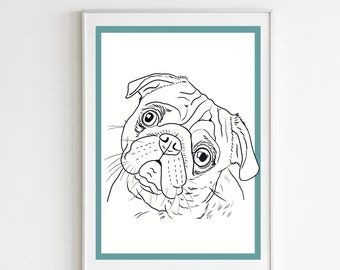 Minimalistisches Hundeportrait, Haustierportrait-Linienzeichnung, Skizzen vom Foto, benutzerdefinierte Katzenskizze, personalisierte Geschenke, Haustierverlustgeschenk