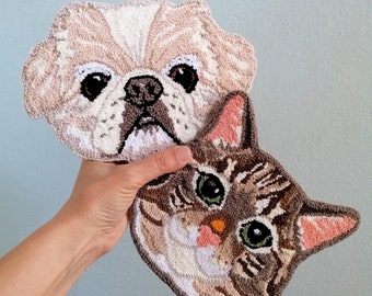 Ritratto personalizzato di animali domestici, decorazione da parete realizzata con tecnica Punch Needle, arte personalizzata per animali domestici