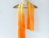 Orange Ombre Scarf, Headband , hand dyed  cotton yemeni  skinny scarf,  summer fashion