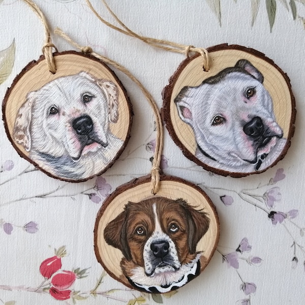 Custom Pet Ornaments, Hand Painted Custom Wooden ornament, Christmas Tree pet ornaments, Pet lover gift