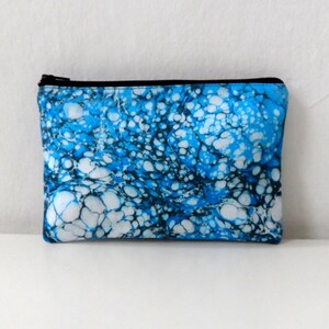 Hand Marbled Blue Zipper Pouch Galactic Blue Model 6, cosmetic bag / travel bag / make up bag image 2