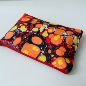 Popart ZipPouch, Orange Yellow Zipper Bag, Hand Marbled Geometric Dots Model 3, cosmetic bag / travel bag / make up bag image 4