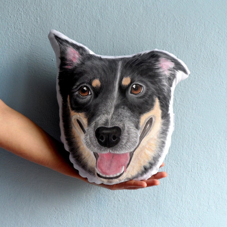 Custom Dog Portrait Pillow, Australian Shepherd pillow , Personalized gift for pet lovers, gift for dog lovers, dog lover gifts, dog dad image 4