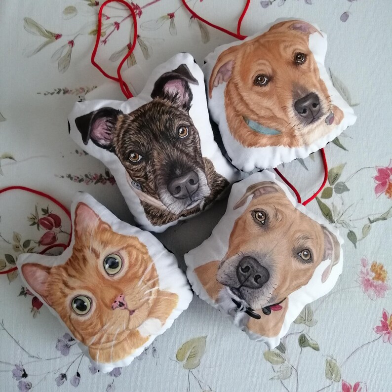 Adorno navideño personalizado pintado a mano para mascotas, arte personalizado para mascotas, recuerdo artístico para mascotas, adorno de peluche, regalo de Navidad imagen 11