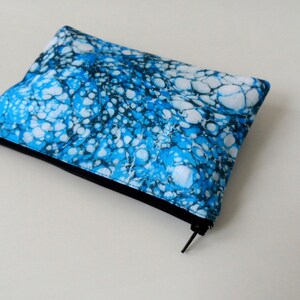 Hand Marbled Blue Zipper Pouch Galactic Blue Model 6, cosmetic bag / travel bag / make up bag image 4