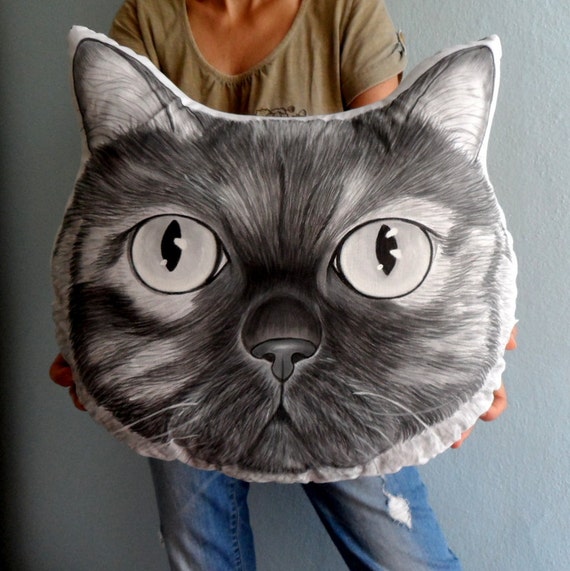 Custom Pet Pillow Plush Xl Size Monochrome Cat Pillow Dog Etsy