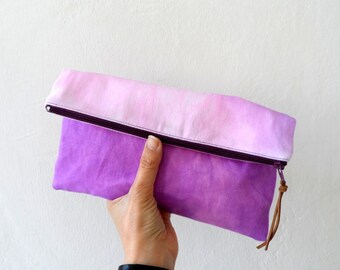 Purple Pink Ombre Clutch/ Ombre zipper Pouch/ Summer fashion accessory