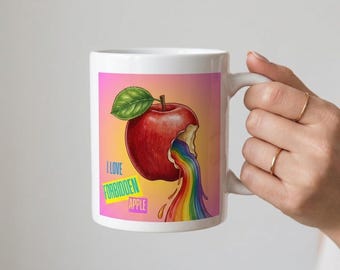 Forbidden Apple  Ceramic Mug,  Pride month mug, Queer mug gift, Subtle Pride Art teacup 11 oz