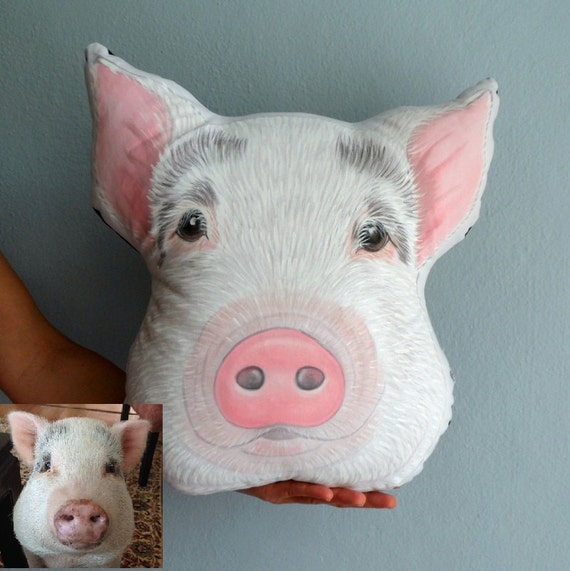 Pig Pillow Custom Pet Portrait Pillow Xl Size Etsy