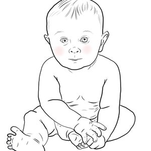 Personalized Baby Gift, New Born illustration, Custom Baby drawing, digital baby portrait, birth drawing,newborn gift, 1rst birthday gift image 2