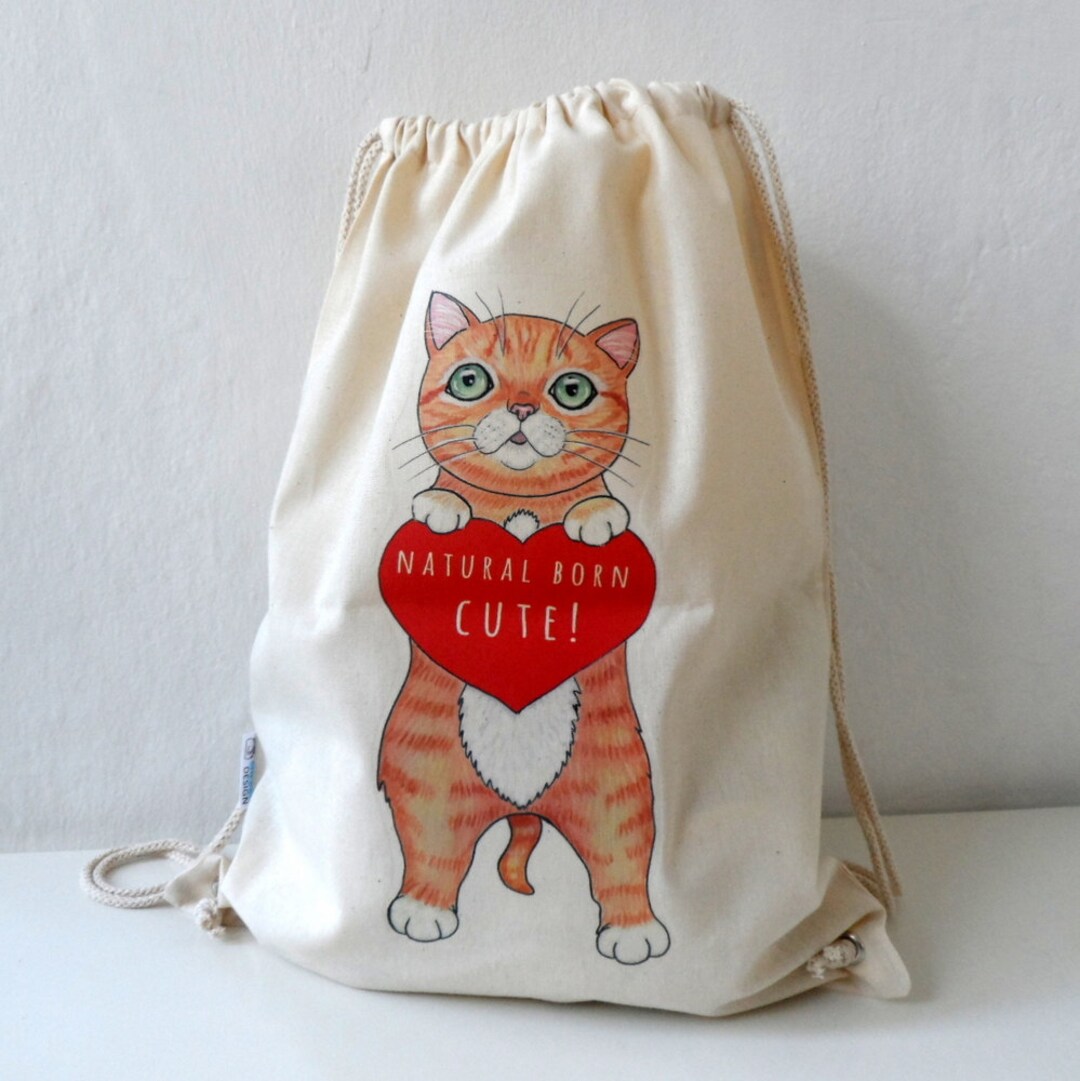 Cat Bag Cotton Backpack Canvas Tote Cat Tote Cat Bag - Etsy