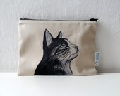 Cat Portrait  Zipper Pouch, cosmetic bag, pencil case, christmas gift for cat lovers