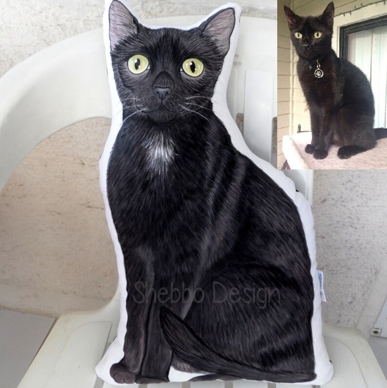 Custom Pet Pillow Black Cat Pillow Whole Body XL Pet Etsy