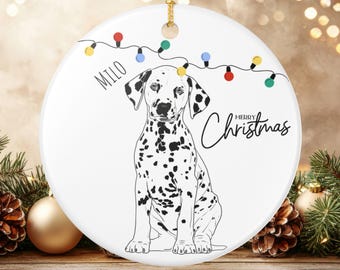 Custom Pet Portrait Ornament: Full Body Line Drawing, Personalized Gift