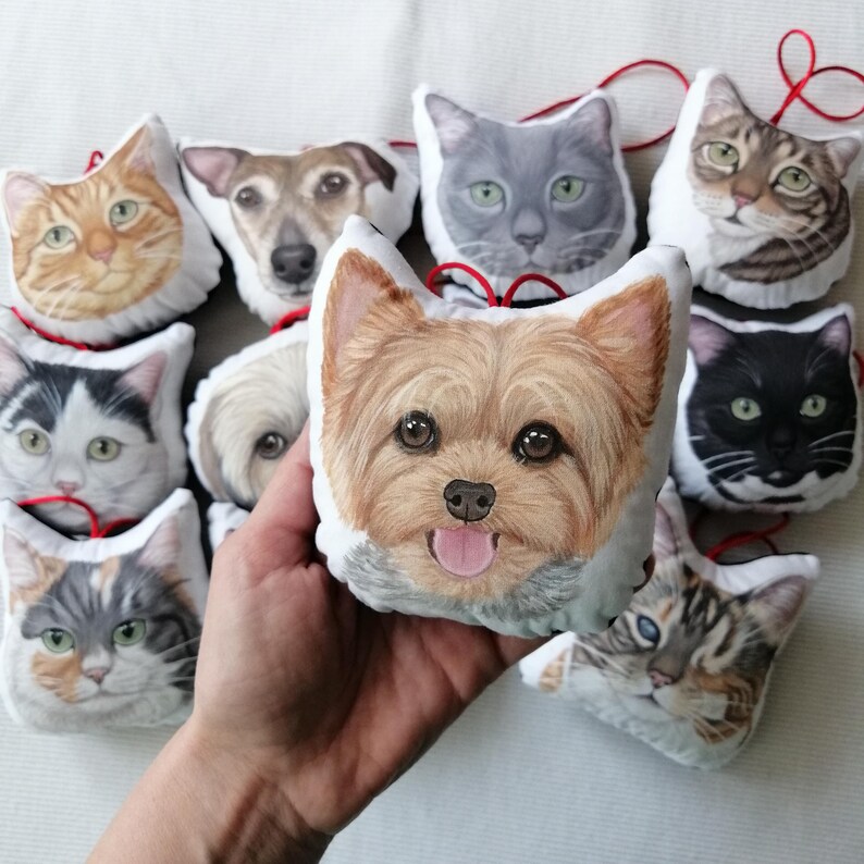 Adorno navideño personalizado pintado a mano para mascotas, arte personalizado para mascotas, recuerdo artístico para mascotas, adorno de peluche, regalo de Navidad imagen 8