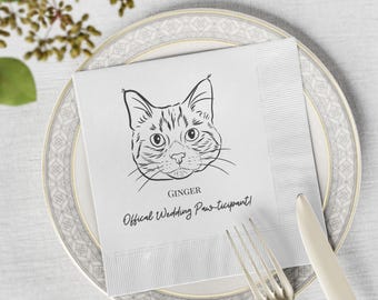Tovaglioli personalizzati per feste di matrimonio e cocktail con ritratto di animali domestici, bomboniere personalizzate con muso di cane e gatto