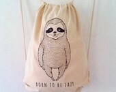 Sloth - Cotton Tote, Backpack, drawstring backpack tote