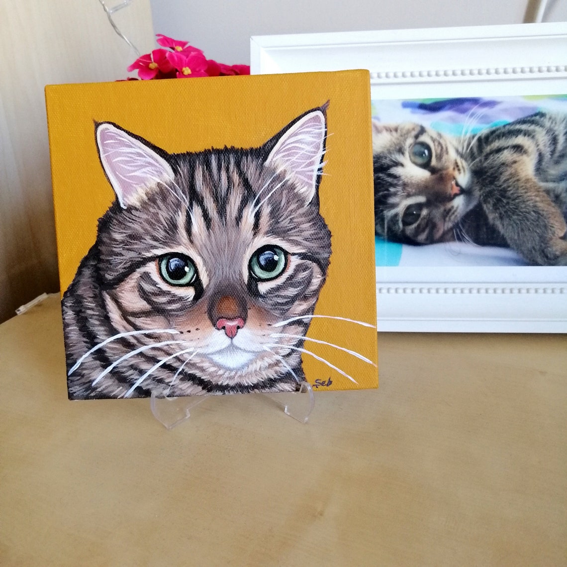 Custom Pet Portrait Original Art, Hand-painted Acrylic on Canvas - Etsy
