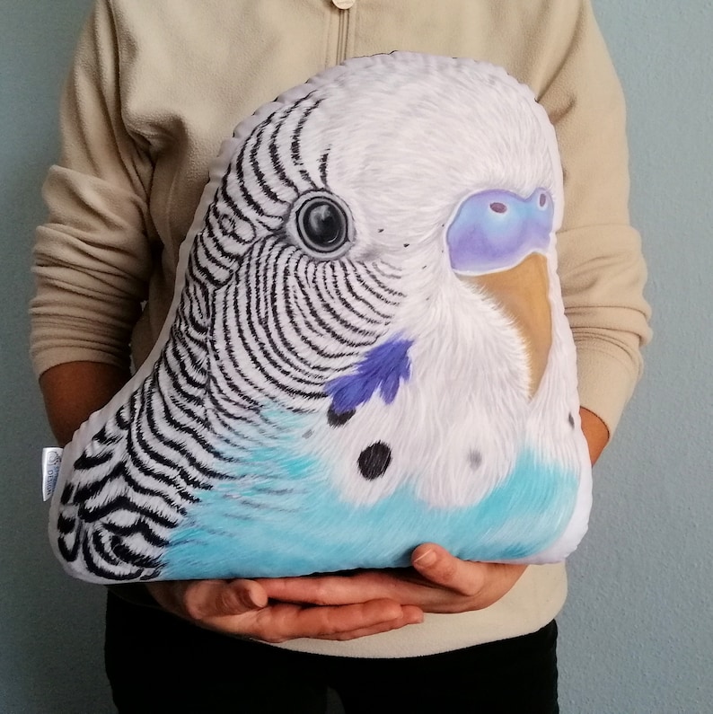 Custom Pet Pillow, Personalized Bird Cushion, Hand Painted custom animal plush pillow, Petlover gifts, pet memorials, pet loss gift image 1