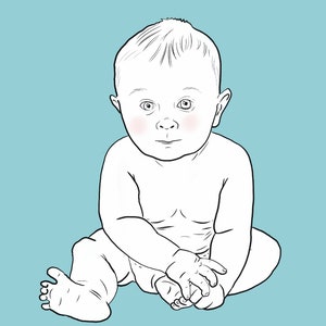 Personalized Baby Gift, New Born illustration, Custom Baby drawing, digital baby portrait, birth drawing,newborn gift, 1rst birthday gift image 5