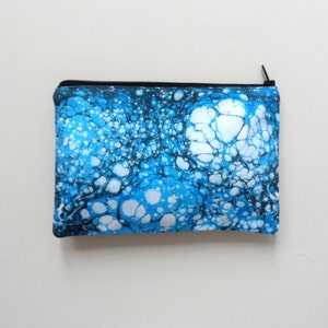 Hand Marbled Blue Zipper Pouch Galactic Blue Model 6, cosmetic bag / travel bag / make up bag image 5