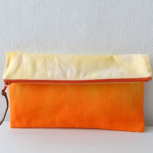 Ombre Clutch/ Ombre orange zipper Pouch/ Summer fashion accessory