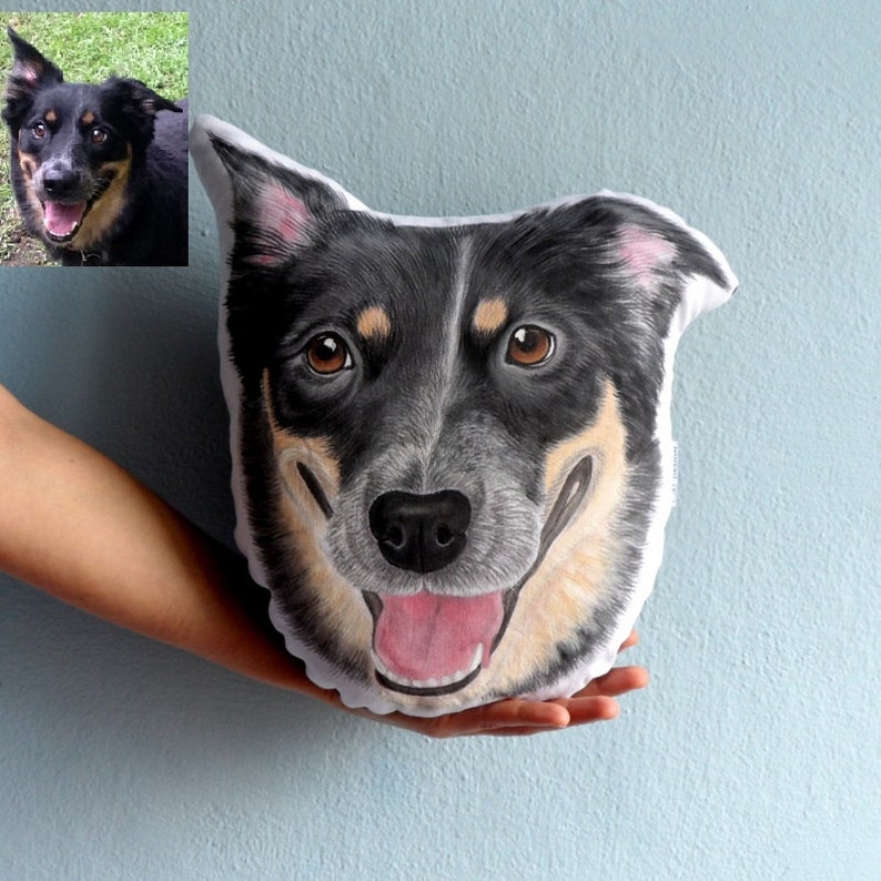 Custom Dog Portrait Pillow, Australian Shepherd pillow , Personalized gift for pet lovers, gift for dog lovers, dog lover gifts, dog dad image 3