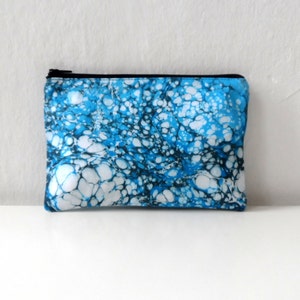 Hand Marbled Blue Zipper Pouch Galactic Blue Model 6, cosmetic bag / travel bag / make up bag image 1