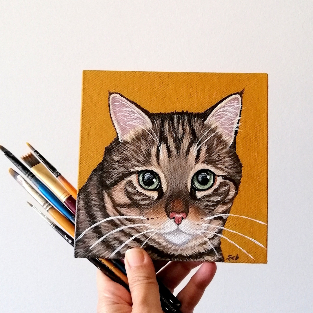 Custom Pet Portrait Original Art, Hand-painted Acrylic on Canvas - Etsy