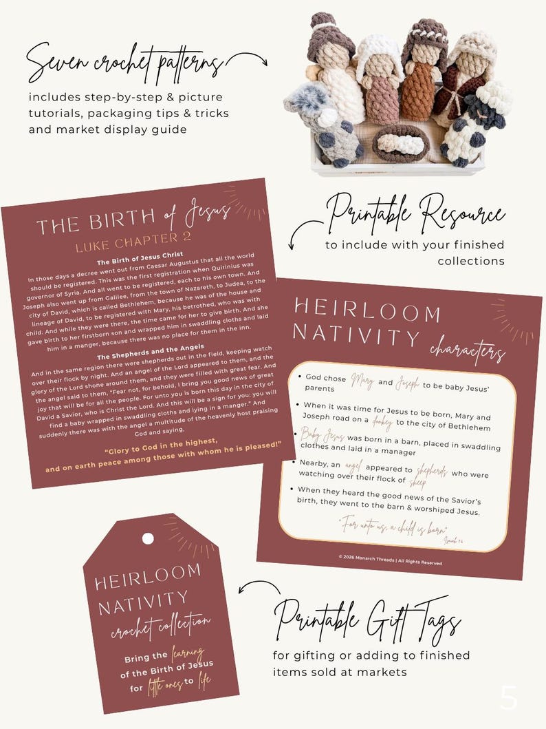 Simple Nativity Pattern Heirloom Nativity Crochet Pattern | Low-sew Amigurumi Tutorial (PDF ...