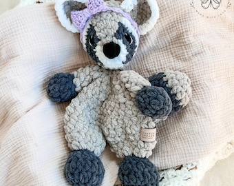 Muñeco de mapache de crochet: colores personalizables, hecho a pedido