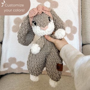 Crochet Bunny Lovey: Handmade Snuggle Toy, Customizable Colors, Made to Order