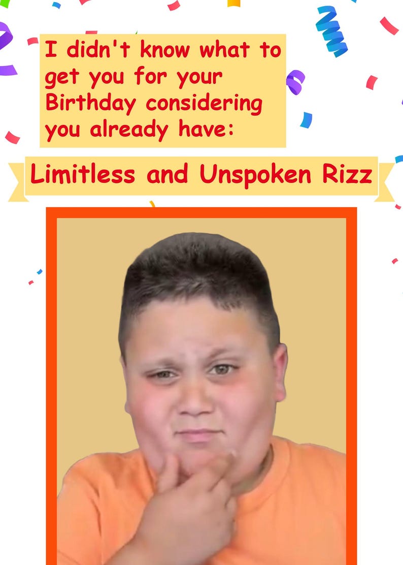 The Rizzler Meme Birthday Card | Funny Gen Z Card (digital Download) - Etsy