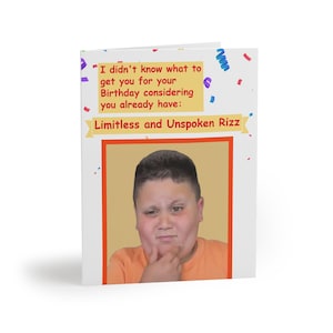 La carte d'anniversaire Rizzler Meme | imprimable drôle virale | Téléchargement numérique génération Z | Carte « Rizz » de charisme