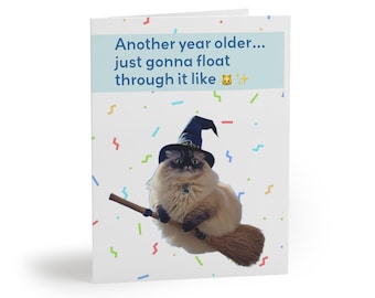 Funny Flying Cat Birthday Card | Viral Meme, Chill Vibes (Digital Card)