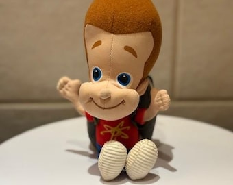 Peluche Jimmy Neutron avec sac à dos, série télé pour enfants, 2003 - RARE sans étiquette