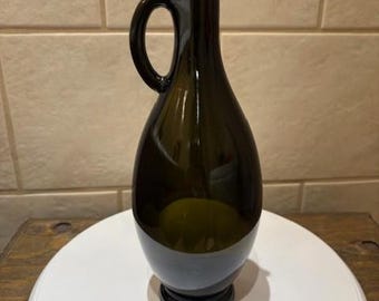 Vintage Italian Olive Green Glass Wine Carafe Decanter Jug 10.5" VC CV Mark